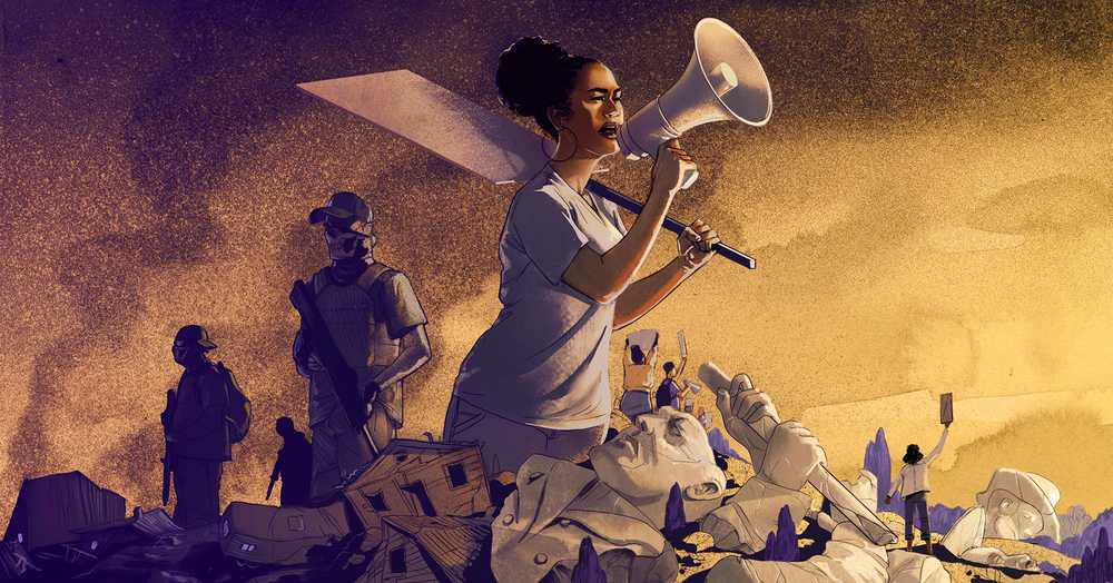 woman with megaphone